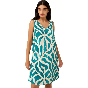 Dámské šaty Dámské popelínové letní šaty s potiskem smaragdových listů Vamp 22443 green bayou velikost S