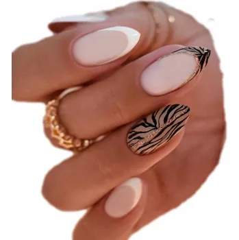 Umělé nehty UMĚLÉ NEHTY TIPSY MANDLE BAREVNÉ FRENCH GELOVÉ SAMOLEPICÍ 24KS