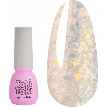 Lak na nehty Hybridní lak Toki-Toki Unicorn UN03 mléčně růžový se třpytkami 5 ml