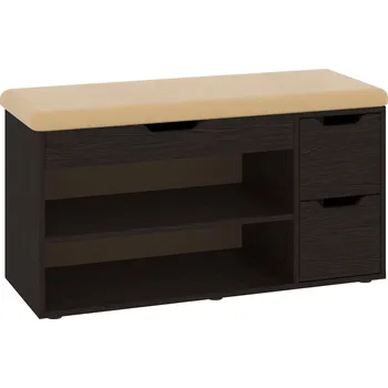 Botník Botník B-07 se sedákem Barva: wenge, Materiál: koženka - káva