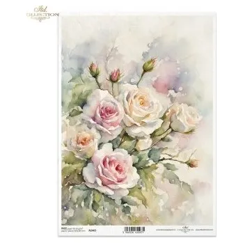 Umělecký papír Rýžový papír A4- R2465 Pastelové květy