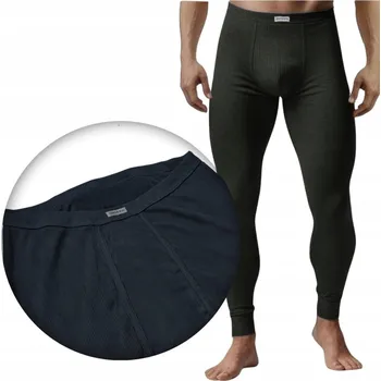 Pánské termo spodky PÁNSKÉ DLOUHÉ TERMO KALHOTY BAVLNĚNÉ POLSKÉ POHODLNÉ ŽEBROVANÉ ČERNÉ 3XL