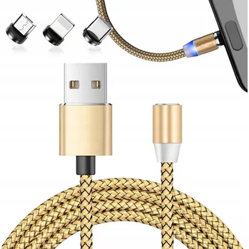 Datový kabel Magnetický nabíjecí kabel 3v1 micro USB, typ-C, Lightning, 1m (USBC)