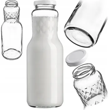Láhev SKLENĚNÁ LÁHEV 1L 1000 ml NA MLÉKO, DŽUS, VODU, NÁPOJE SE ŠROUBOVACÍM UZÁVĚREM