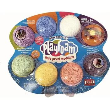 Modelovací hmota PlayFoam Modelína/Plastelína kuličková s doplňky 7 barev na kartě 34x28x4cm