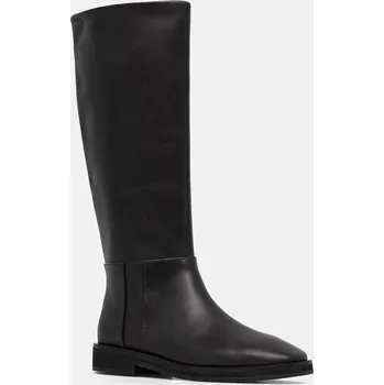 Dámské kozačky Kožené kozačky Calvin Klein FORMAL UTK BOOT LTH dámské, hnědá barva, na plochém podpatku, HW0HW02599 89X, EUR 36