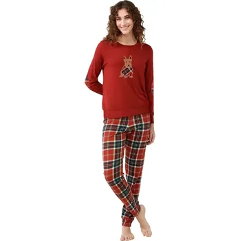 Dámské pyžamo Dámské pyžamo s potiskem skotského teriéra Vamp 21510 red terracotta velikost XL