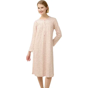 Dámská noční košile Dámská bavlněná noční košile s květinovým vzorem a knoflíkovou légou Vamp 23336 pink tan velikost XL