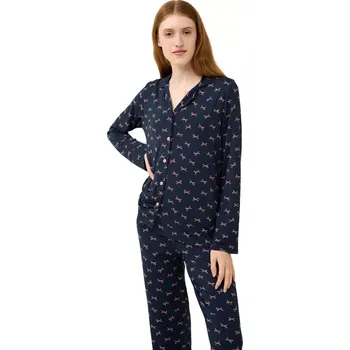 Dámské pyžamo Dámské pyžamo z mikromodalu s mašličkovým potiskem Vamp 23052 blue blazer velikost L