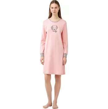 Dámská móda Vamp noční košile s dlouhými rukávy 21492 pink peach velikost L