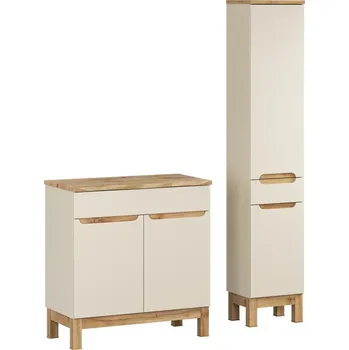 Koupelnový nábytek Koupelnová sestava Bali Nature s deskou a skříňkami 80 cm kašmírová/dub wotan