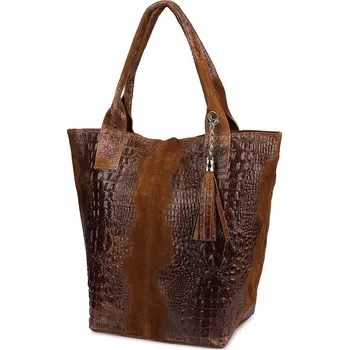 Vera Pelle kabelka z pravé kůže hnědá