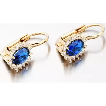 Náušnice Dámské náušnice žluté zlato 585 se safír 12-641