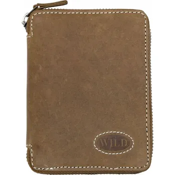 Peněženka Kožená peněženka Wild pánská celá dokola na kovový zip