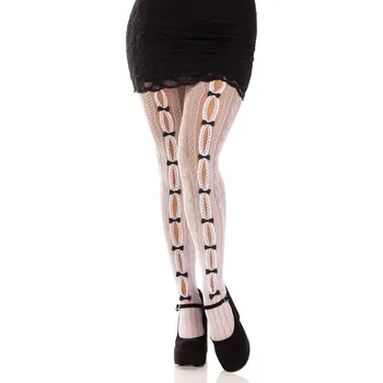 Dámské erotické punčochy Leg Avenue Sweetheart striped net tights - White - O/S