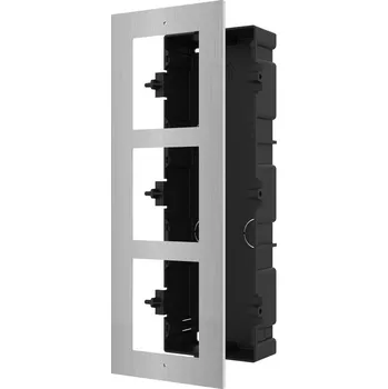 Zabezpečení domácnosti Hikvision DS-KD-ACF3/S Instalační krabice, rámeček, zápustná montáž, pro 3 moduly, nerez, stříbrná DS-KD-ACF3/S
