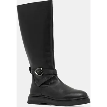 Dámské kozačky Kožené kozačky Blauer HANNA dámské, černá barva, na plochém podpatku, F5HANNA05/LEA F5HANNA05.LEA 99X, EUR 36