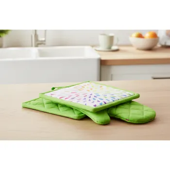 Chňapka Kuchyňský SET rukavice/chňapka JOYFUL zelená 18x30 cm/20X20 cm , 100% bavlna