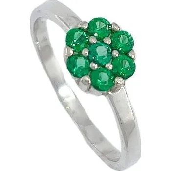 Prsten Stříbrný dětský prsten zelená kytička velikost prstenu 47