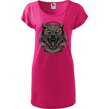 Dámské tričko DOBRÝ TRIKO Dámské tričko/šaty Vlčí hlava Velikost: 2XL, Barva: Purpurová