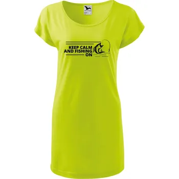 Dámské šaty DOBRÝ TRIKO Dámské tričko/šaty Keep calm fishing Velikost: XL, Barva: Limetková