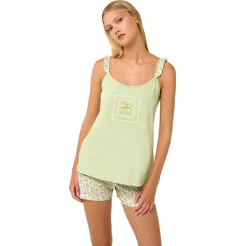 Dámské pyžamo Dámské bavlněné pyžamo s volánkovými ramínky Vamp 22236 green fog velikost M