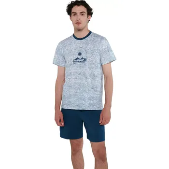 Pánské pyžamo Krátké pánské pyžamo Vamp 20700 blue depths velikost M