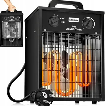 Přímotop ELEKTRICKÉ TOPIDLO FARELKA VENTILÁTOR OHŘÍVAČ TERMOSTAT 3kW PŘENOSNÉ