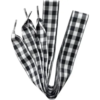 Tkaničky do bot Široké kostkované tkaničky do bot, jeden pár - Černo bílé, 120 cm