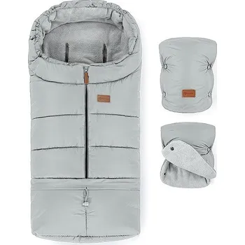 Fusak PETITE&MARS Set Fusak Jibot 3v1 + rukavice na kočárek Jasie Quiet Grey