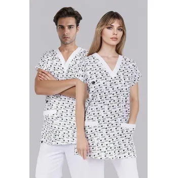 Zdravotnický oděv 2P SERVIS Halena Unima O potisk ovečky/bílá 3XL