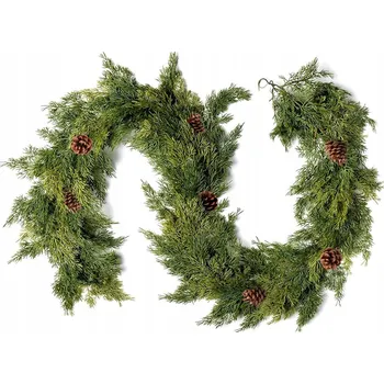 umělá květina VÁNOČNÍ GIRLANDA UMĚLÁ 180 CM SE 7 ŠIŠKY K DEKORACI