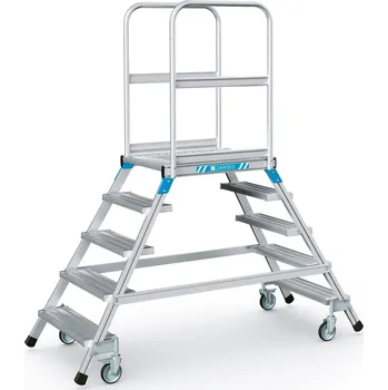 Železářství ZARGES Oboustranný podestový žebřík, al. stupně, Výška plošiny: 1,92 m