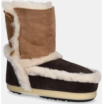 Dámská zimní obuv Semišové sněhule Moon Boot MB EVX PATCH hnědá barva, 80D1470060 MM05 80D1470060.MM05 88X, EUR 41/42