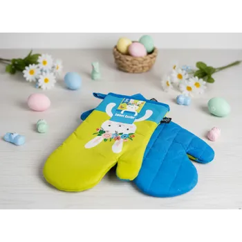 Chňapka Kuchyňské bavlněné rukavice - chňapky SWEET EASTER 100% bavlna 19x30 cm Balení 2 kusy - levá a pravá rukavice.