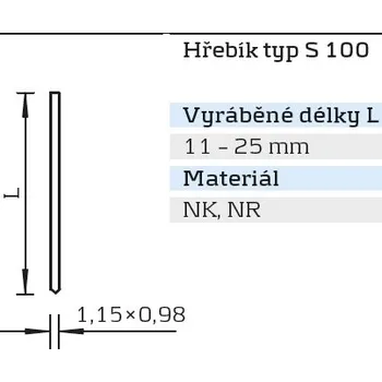 Spojovací materiál KMR-BEA Hřebíky bez hlavičky typ S 100 Varianta: S 712 NK*