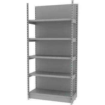 Dílenský regál Zesílený obchodní regál MAGO H-210 cm L-103 cm G-58 cm – základní modul, světle šedý