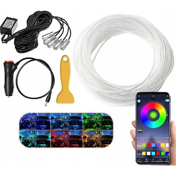 Osvětlení interiéru vozidel RGB LED auto osvětlení 6M 5v1 Optické vlákno - Osvětlení interiéru auta