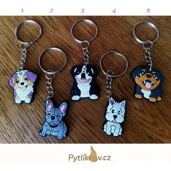Přívěsek Přívěsek na klíče/kabelku/batoh Pejsek (Přívěsek s karabinkou. Testováno na nikl. Materiál: Zinkoslitina/PVC.)
