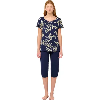 Dámské pyžamo Dámské pyžamo Vamp s kapri kalhotami 22041 blue cavern velikost L