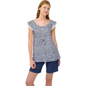 Dámské pyžamo Pohodlné dámské pyžamo Vamp s krátkými kalhotami 22221 blue peony velikost L