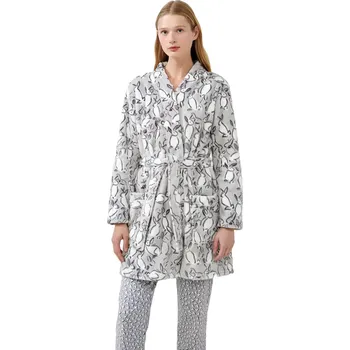 Dámský župan Dámský šedý župan Vamp s potiskem králíčka 21462 velikost M