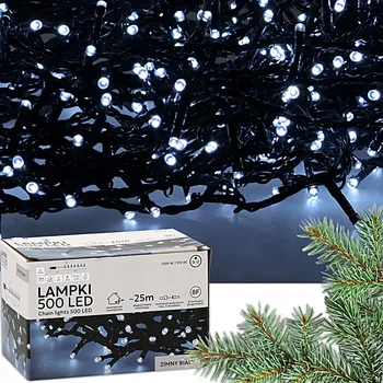 Vánoční dekorace LED VÁNOČNÍ SVĚTÝLKA VENKOVNÍ VNITŘNÍ 500 LED DIOD 8 FUNKCÍ 3+25 M