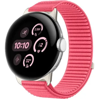 Ostatní příslušenství k chytrým hodinkám VSECHNONAMOBIL 123023 NYLON Vyměnitelný řemínek pro Google Pixel Watch / Pixel Watch 2 / Pixel Watch 3 41mm / Pixel Watch 4 41mm RED-PINK
