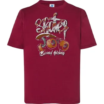 Chlapecké tričko detske-levne-bavlnene-tricko-potisk-skaterboard Barva: Burgundy - vínová, Dětská bavlněná trička JHK: M