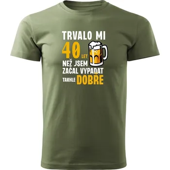 Pánské tričko s potiskem TRVALO MI (vlastní výběr roku) Barva: KHAKI ZELENÁ, Velikost: M