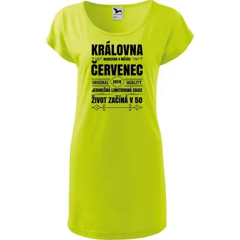 Dámské oblečení DOBRÝ TRIKO Dámské tričko/šaty Narození královny Velikost: XL, Barva: Limetková