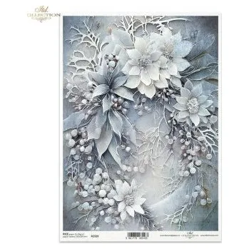 Umělecký papír Rýžový papír A4- R2339 Vánoční květiny