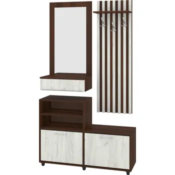 Předsíňová stěna Předsíňová stěna KARMEN MDF Barva: ořech - tmavý + dub kraft - bílý