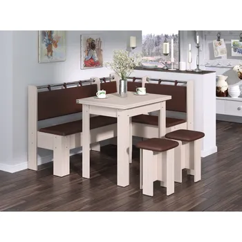 jídelní souprava Rohová lavice HEJTMAN Barva: dub tacho, Materiál: koženka - bordó